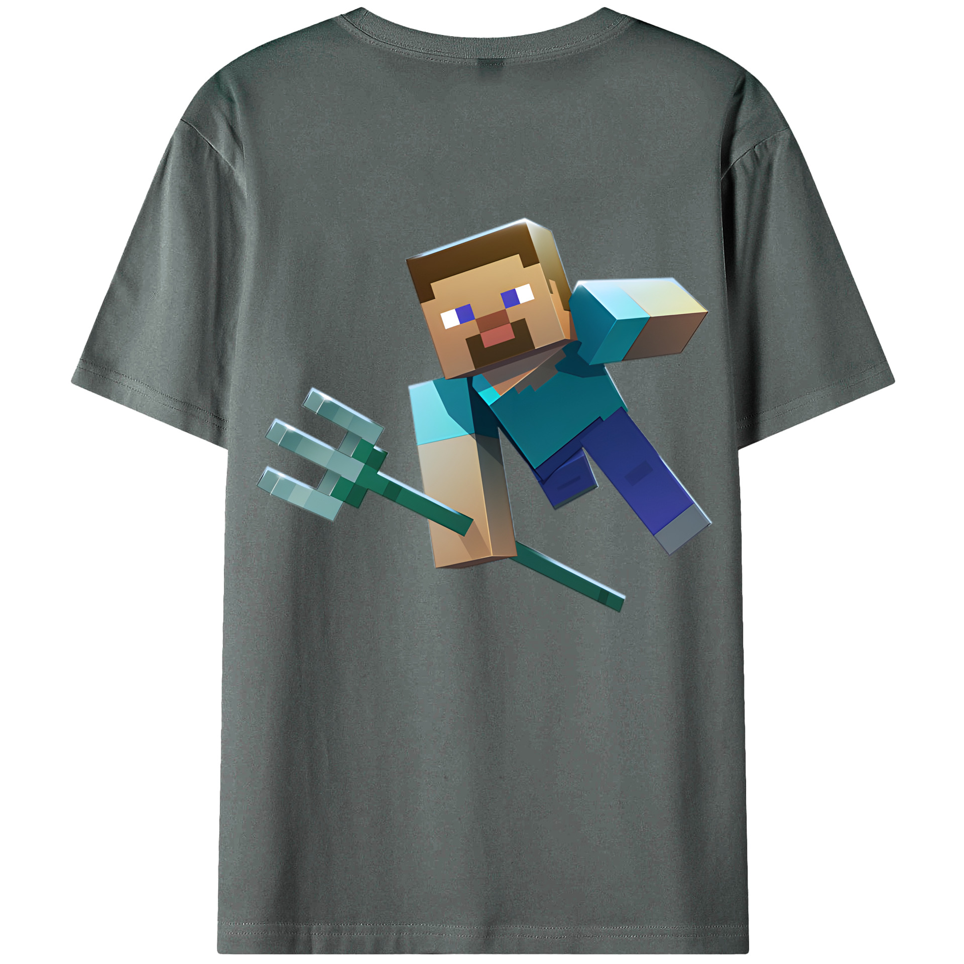（画像用） マインクラフト ブロックの世界 Minecraft MC Block world 綿100％ メンズ半袖Tシャツ（バックプリント） 通気性